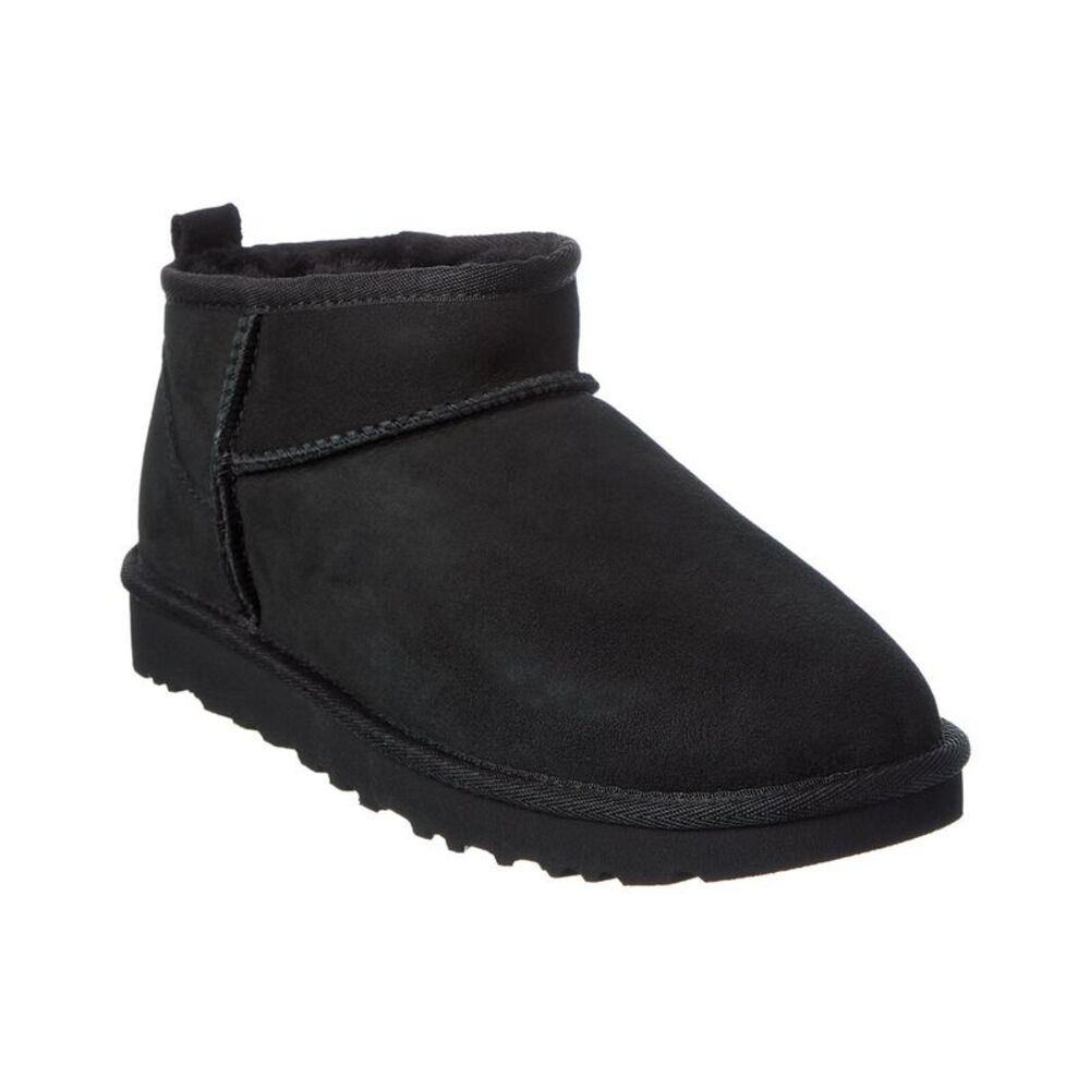 Ugg Classic Ultra Mini Suede & Shearling Boot, Black